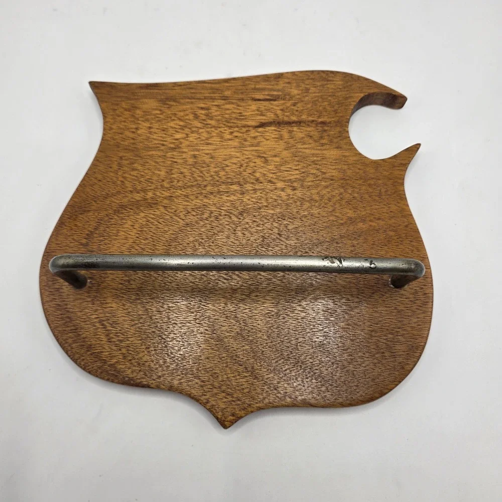 Handmade Vintage Towel Rack Wood Shield Metal Bar Primitive Farmhouse Decor